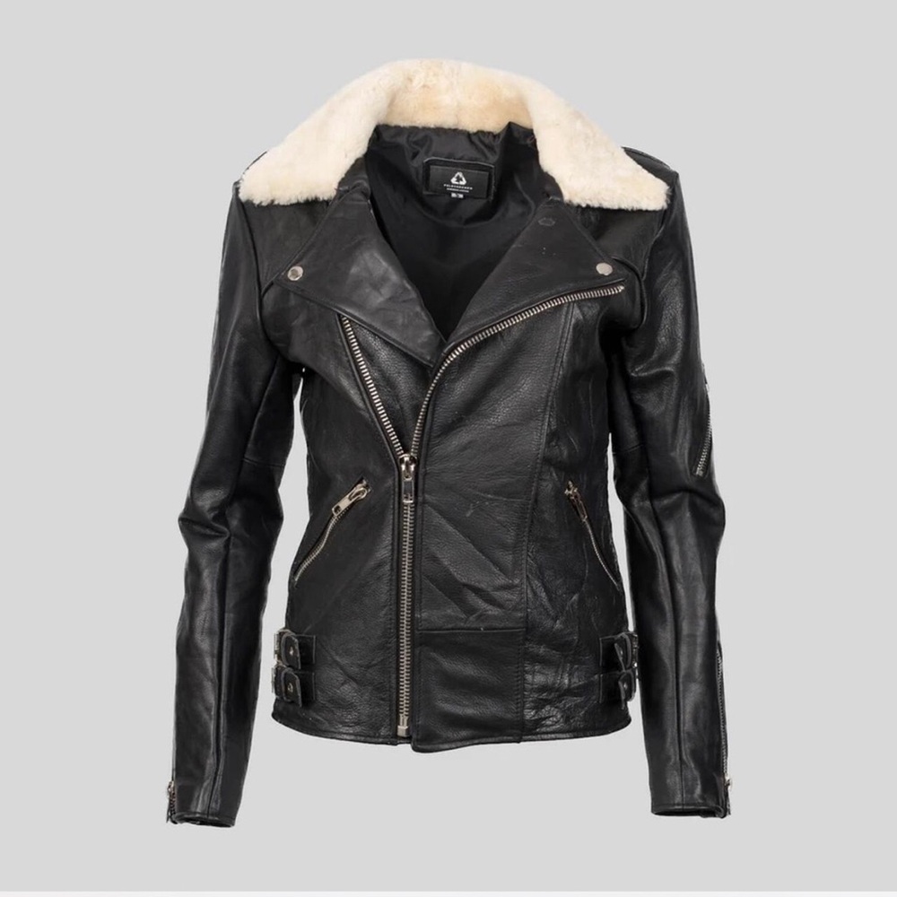 Pele Che coco Urban Outfitters black Hepburn leather jacket
